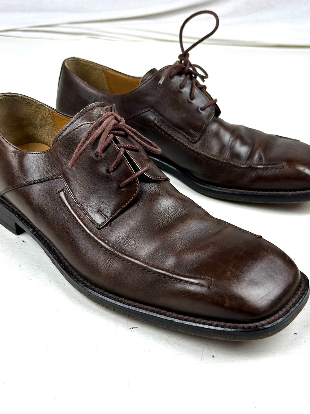 Mezlan Abruzzi Brown Leather Dress Shoes Square Toe Size 8.5 M